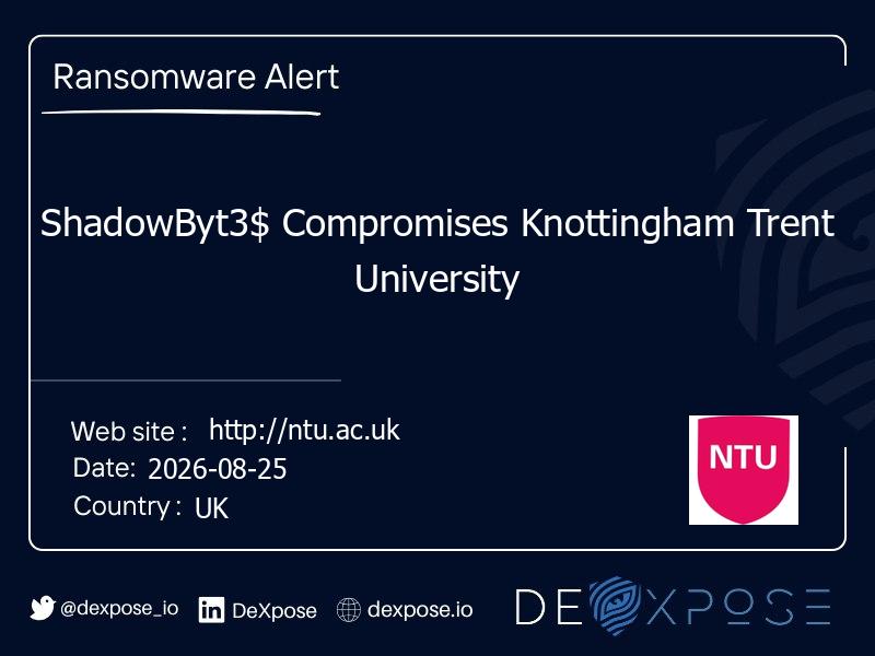 ShadowByt3$ Compromises Knottingham Trent University