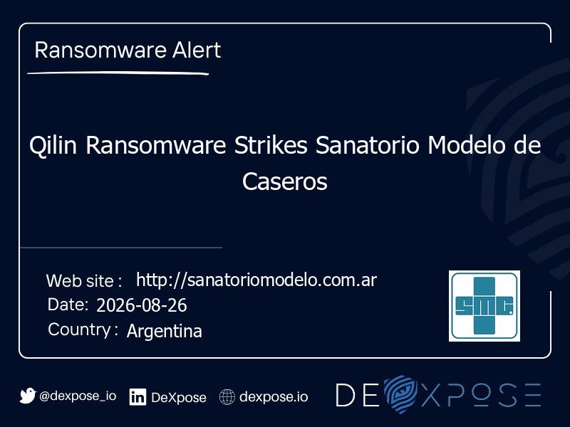 Qilin Ransomware Strikes Sanatorio Modelo de Caseros