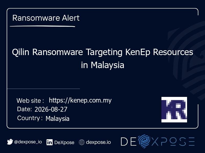 Qilin Ransomware Targeting KenEp Resources in Malaysia