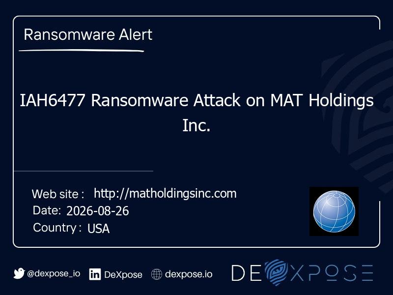 IAH6477 Ransomware Attack on MAT Holdings Inc.
