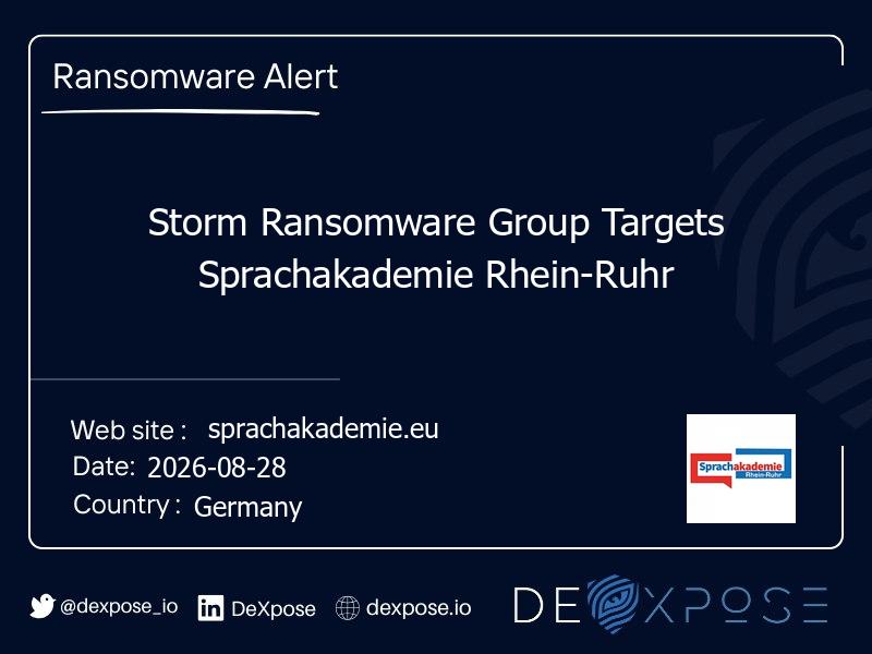 Storm Ransomware Group Targets Sprachakademie Rhein-Ruhr