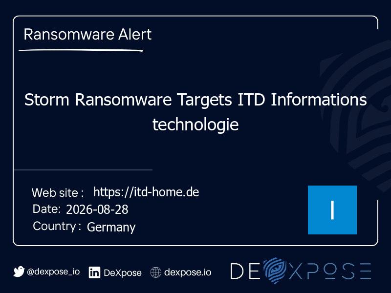 Storm Ransomware Targets ITD Informations technologie