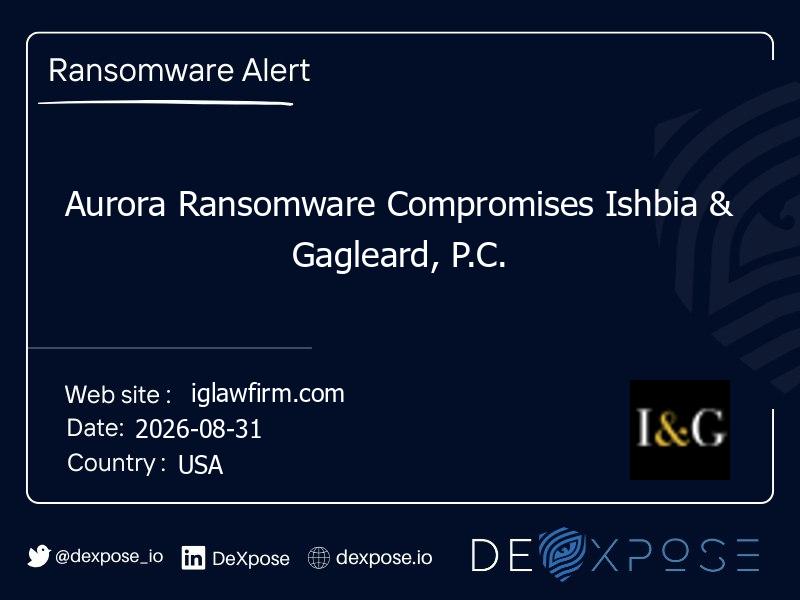 Aurora Ransomware Compromises Ishbia & Gagleard, P.C.