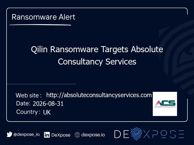 Qilin Ransomware Targets Absolute Consultancy Services