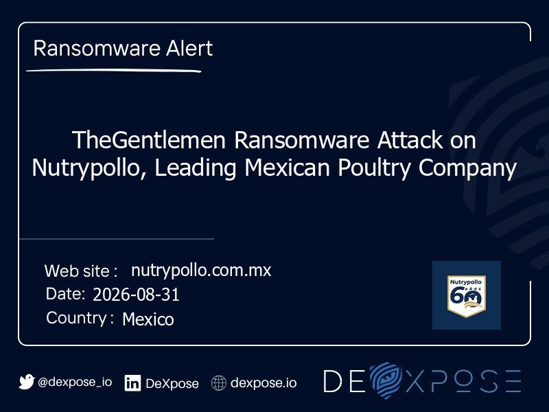TheGentlemen Ransomware Attack on Nutrypollo, Leading Mexican Poultry Company