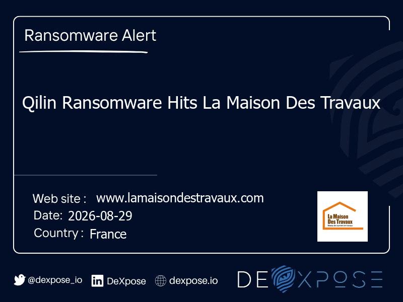 Qilin Ransomware Hits La Maison Des Travaux