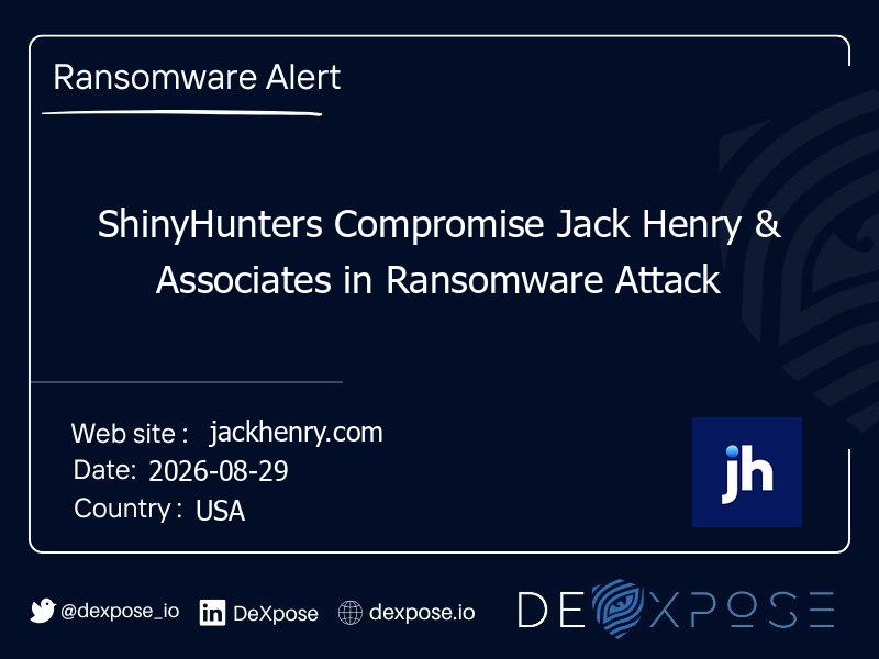 ShinyHunters Compromise Jack Henry & Associates in Ransomware Attack