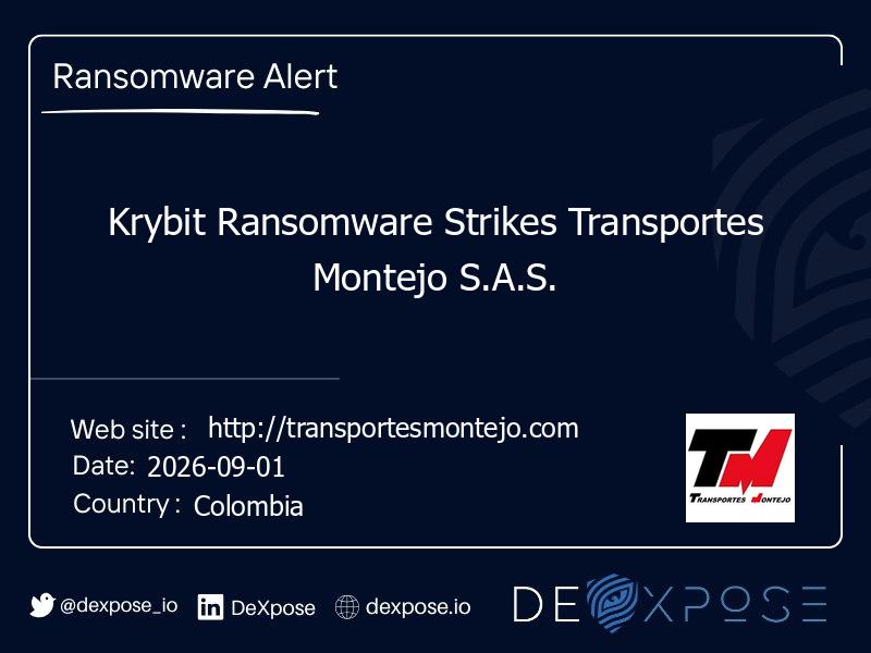 Krybit Ransomware Strikes Transportes Montejo S.A.S.