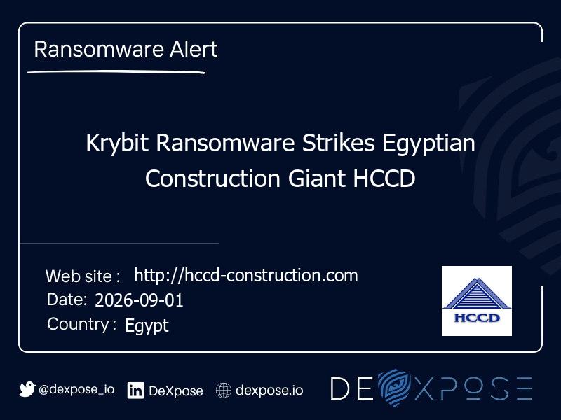 Krybit Ransomware Strikes Egyptian Construction Giant HCCD