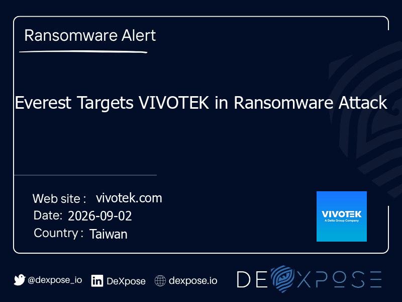 Everest Targets VIVOTEK in Ransomware Attack