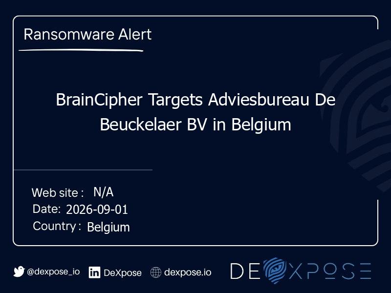 BrainCipher Targets Adviesbureau De Beuckelaer BV in Belgium