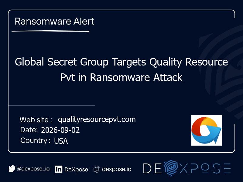 Global Secret Group Targets Quality Resource Pvt in Ransomware Attack