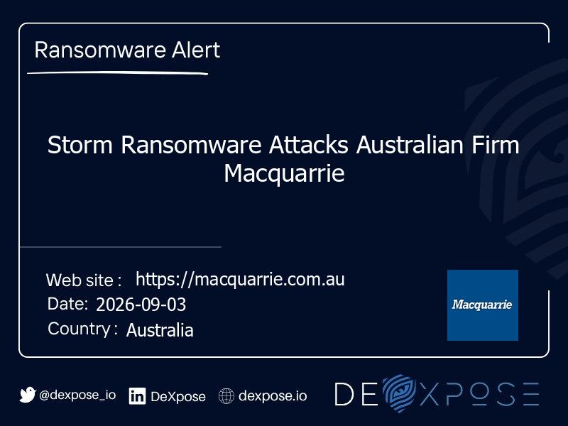 Storm Ransomware Attacks Australian Firm Macquarrie