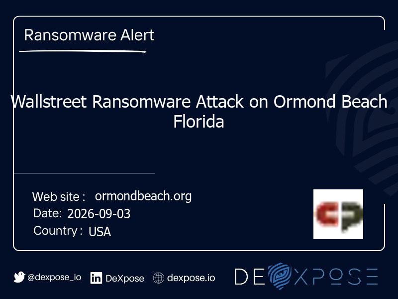 Wallstreet Ransomware Attack on Ormond Beach Florida