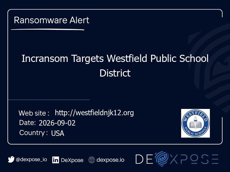 Incransom Targets Westfield Public School District