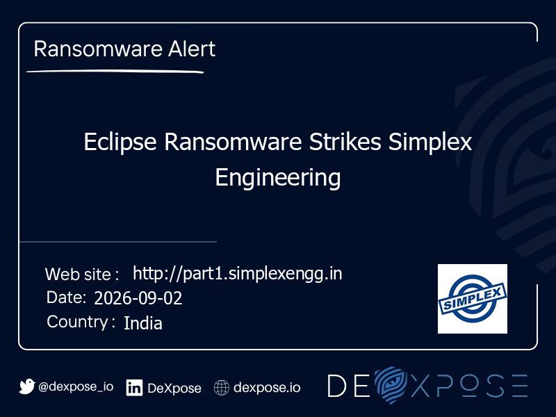 Eclipse Ransomware Strikes Simplex Engineering