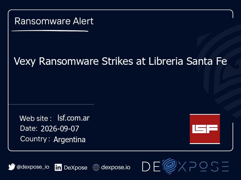 Vexy Ransomware Strikes at Libreria Santa Fe