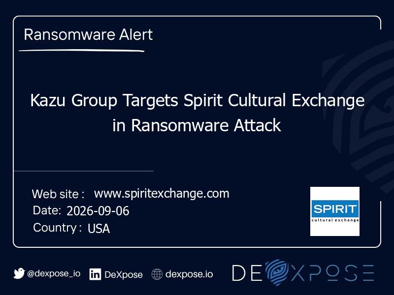 Kazu Group Targets Spirit Cultural Exchange in Ransomware Attack