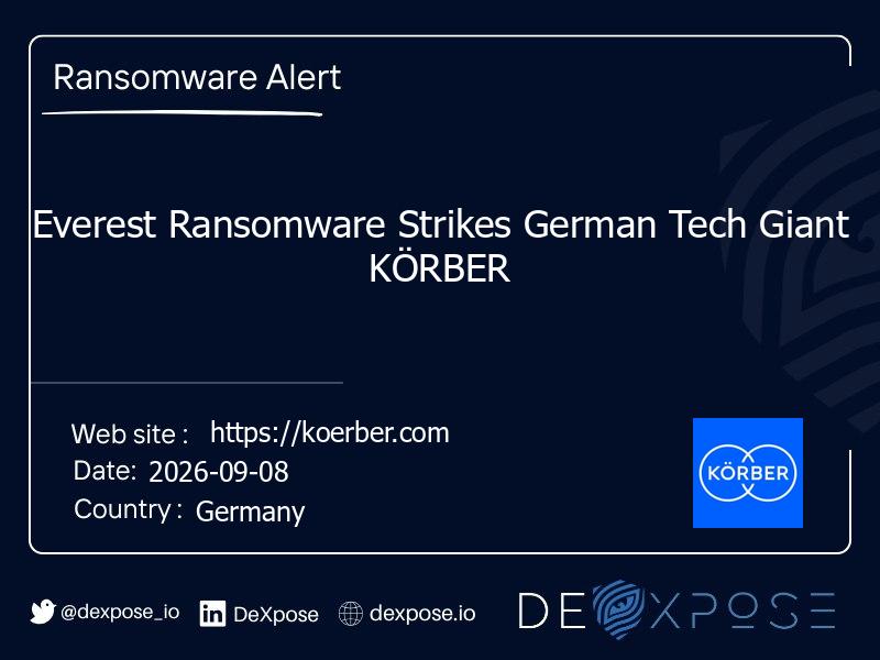 Everest Ransomware Strikes German Tech Giant KÖRBER