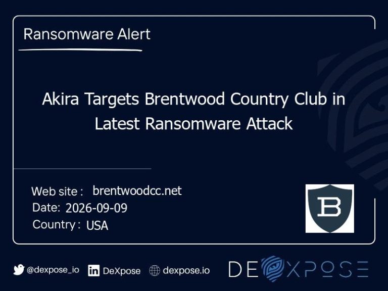 Akira Targets Brentwood Country Club in Latest Ransomware Attack