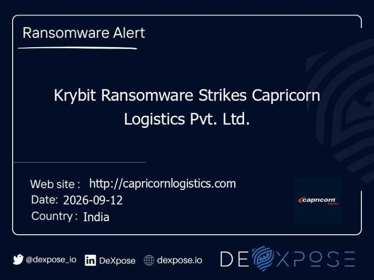 Krybit Ransomware Strikes Capricorn Logistics Pvt. Ltd.
