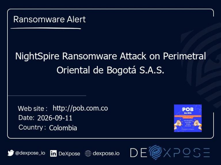 NightSpire Ransomware Attack on Perimetral Oriental de Bogotá S.A.S.