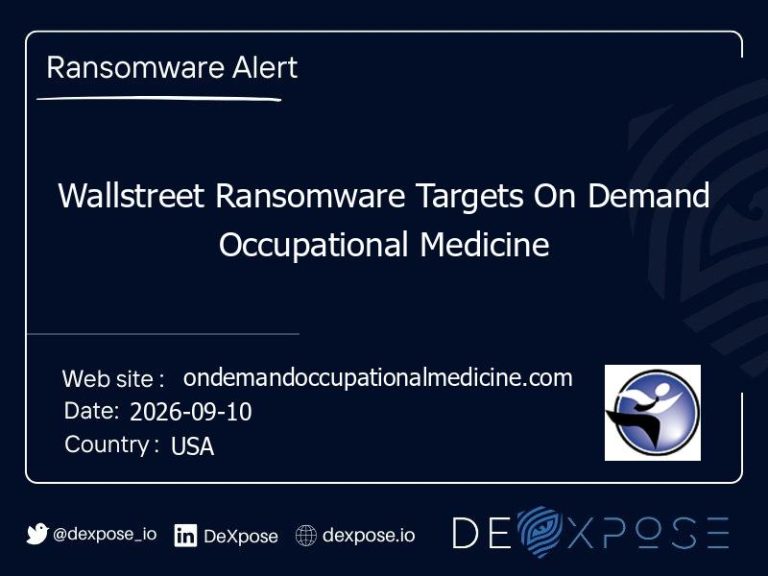 Wallstreet Ransomware Targets On Demand Occupational Medicine