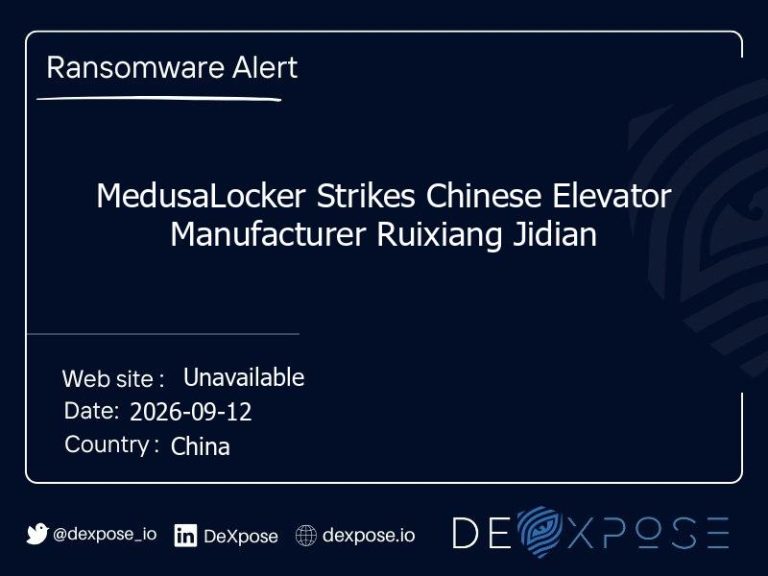 MedusaLocker Strikes Chinese Elevator Manufacturer Ruixiang Jidian