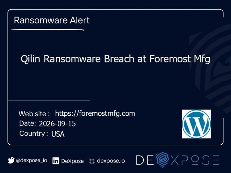 Qilin Ransomware Breach at Foremost Mfg
