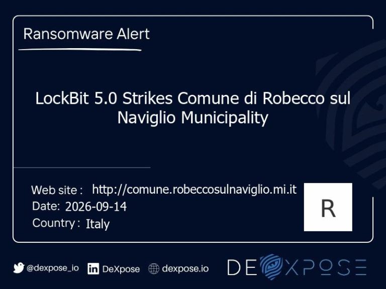 LockBit 5.0 Strikes Comune di Robecco sul Naviglio Municipality