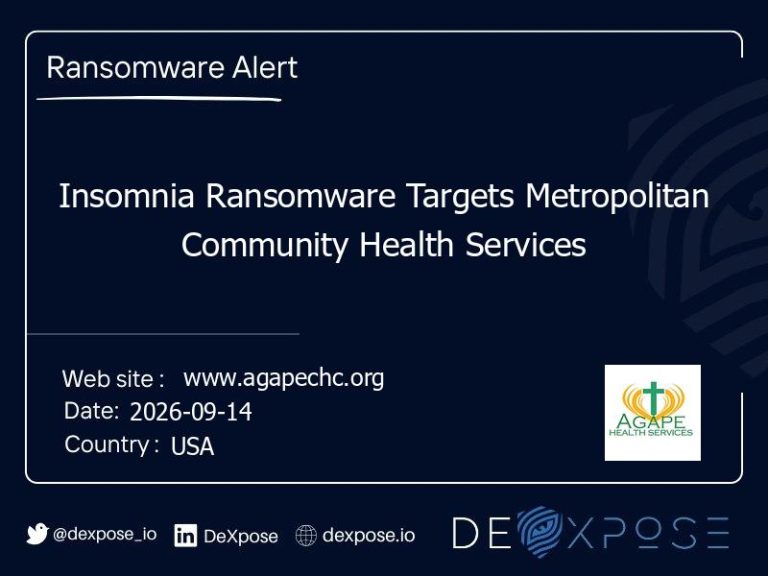 Insomnia Ransomware Targets Metropolitan Community Health Services