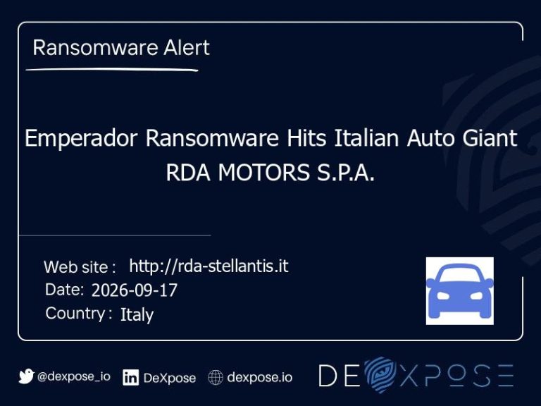 Emperador Ransomware Hits Italian Auto Giant RDA MOTORS S.P.A.