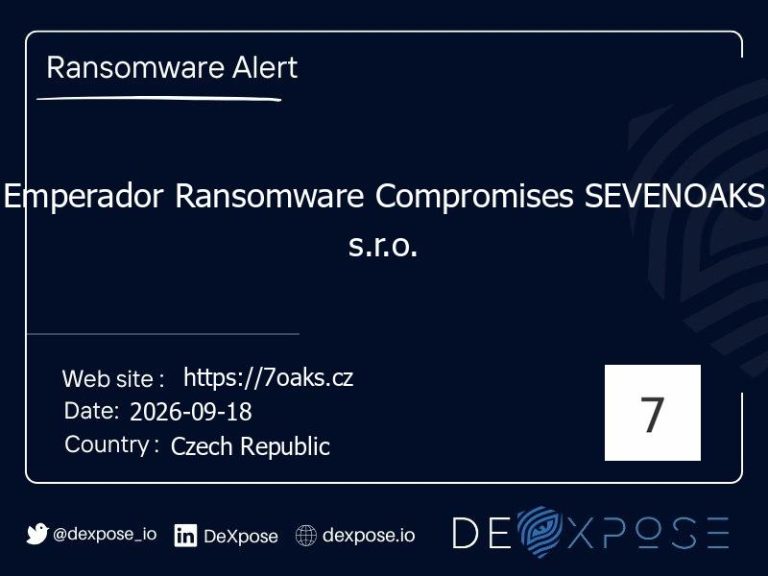 Emperador Ransomware Compromises SEVENOAKS s.r.o.