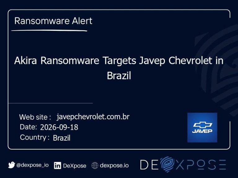 Akira Ransomware Targets Javep Chevrolet in Brazil