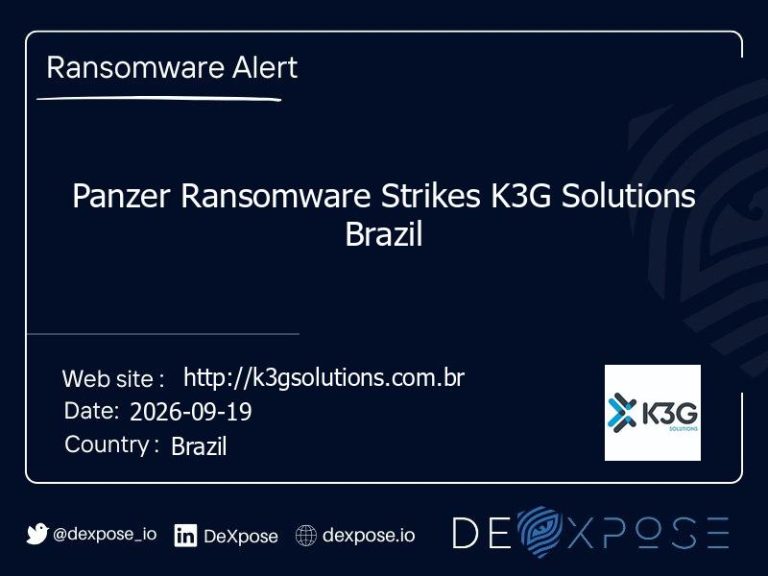Panzer Ransomware Strikes K3G Solutions Brazil