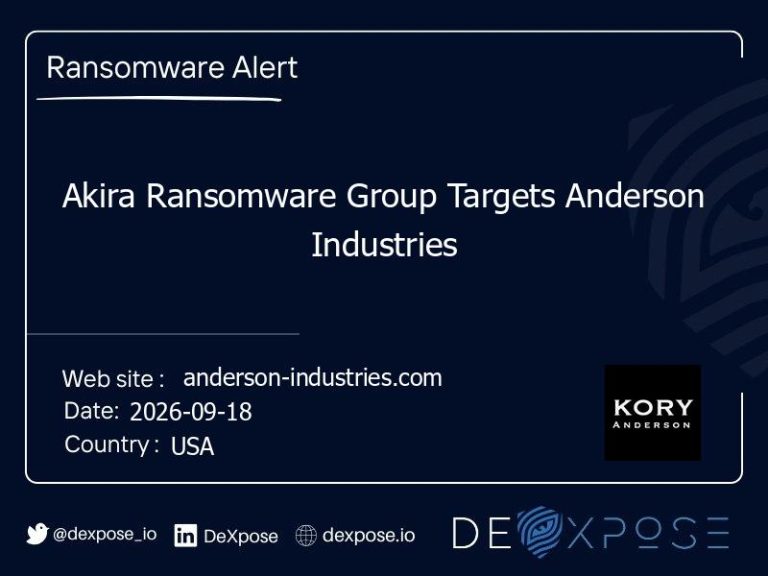 Akira Ransomware Group Targets Anderson Industries