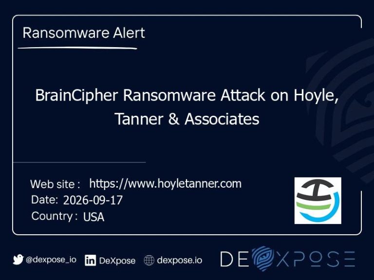 BrainCipher Ransomware Attack on Hoyle, Tanner & Associates