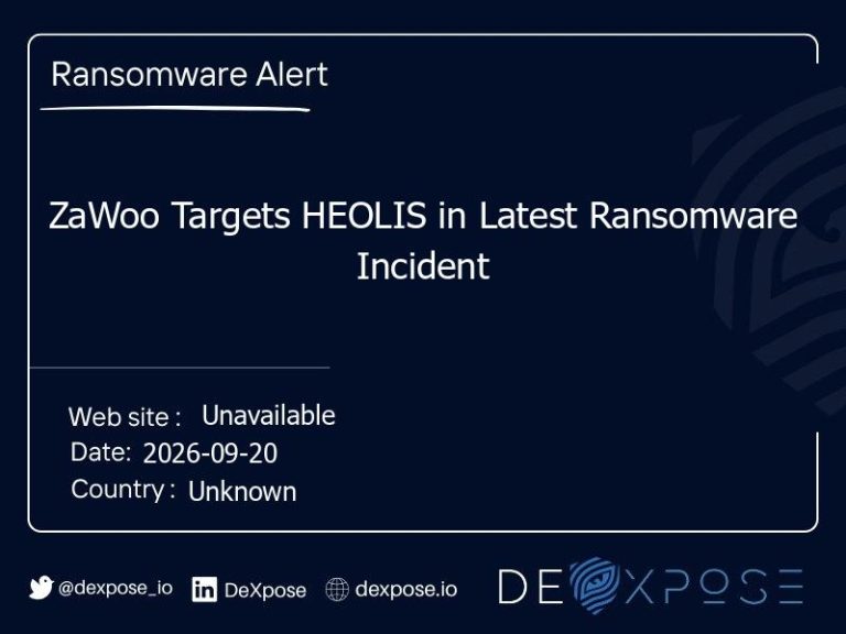 ZaWoo Targets HEOLIS in Latest Ransomware Incident