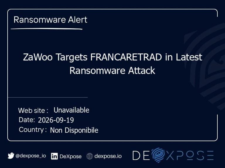 ZaWoo Targets FRANCARETRAD in Latest Ransomware Attack