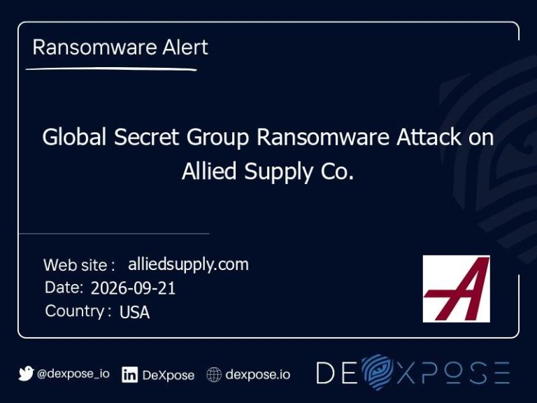 Global Secret Group Ransomware Attack on Allied Supply Co.