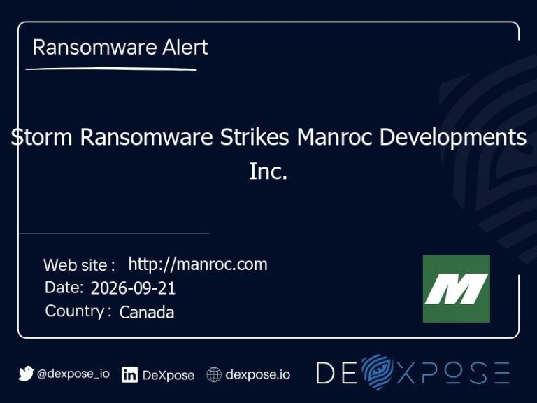 Storm Ransomware Strikes Manroc Developments Inc.