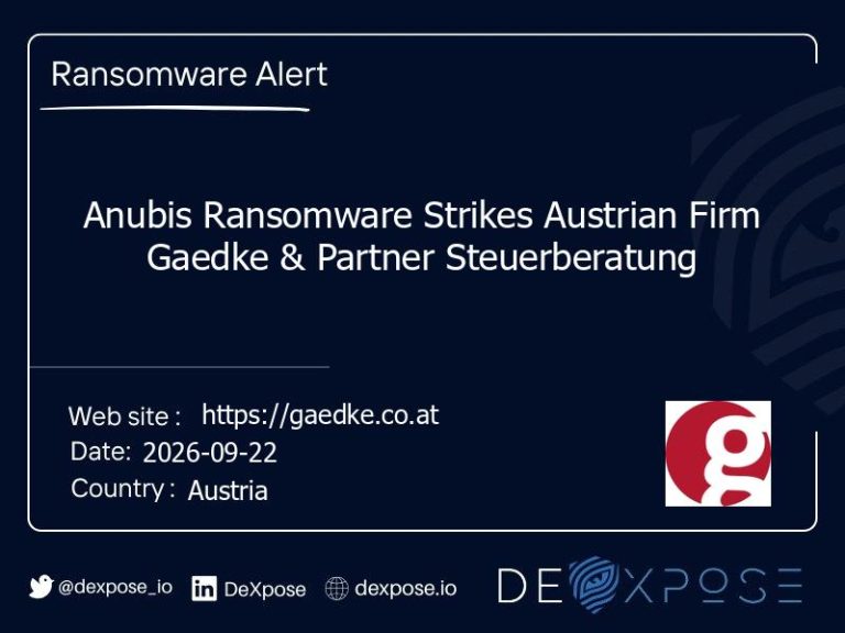 Anubis Ransomware Strikes Austrian Firm Gaedke & Partner Steuerberatung