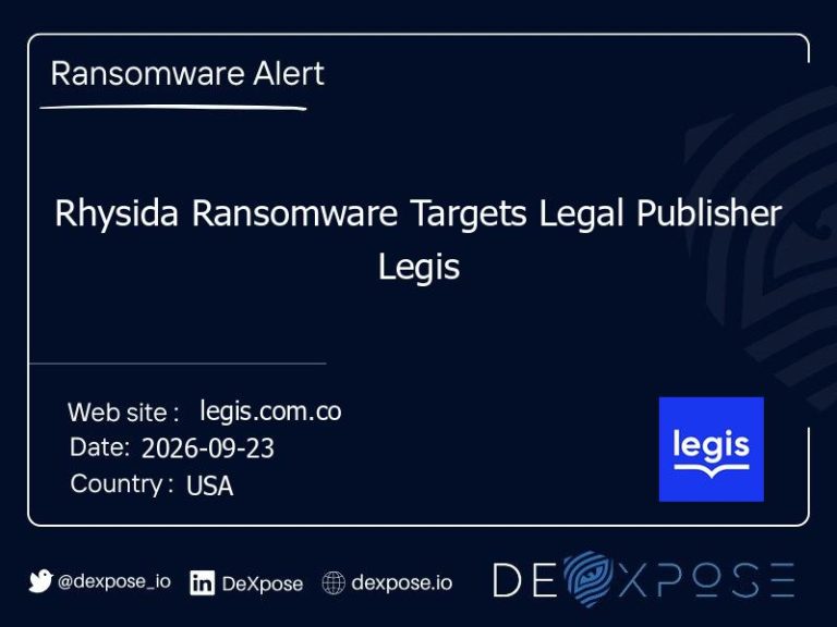 Rhysida Ransomware Targets Legal Publisher Legis
