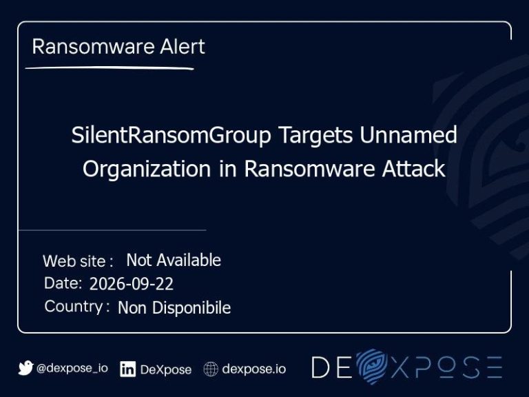 SilentRansomGroup Targets Unnamed Organization in Ransomware Attack