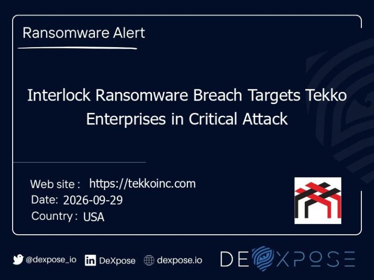 Interlock Ransomware Breach Targets Tekko Enterprises in Critical Attack