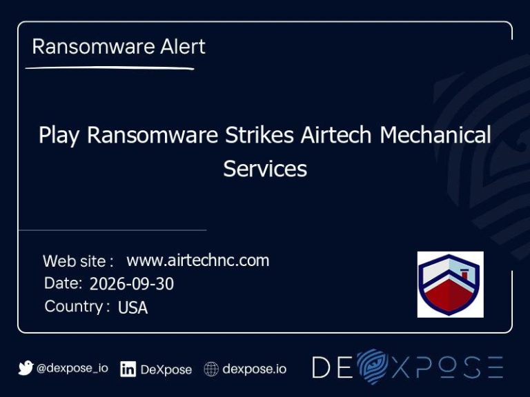 Play Ransomware Strikes Airtech Mechanical Services