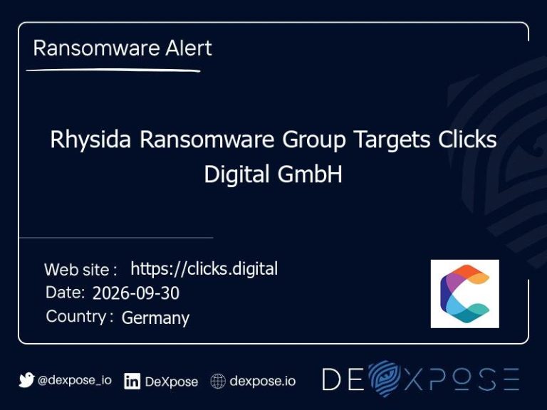Rhysida Ransomware Group Targets Clicks Digital GmbH