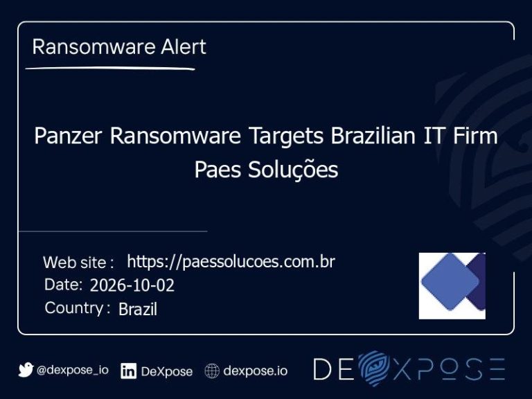 Panzer Ransomware Targets Brazilian IT Firm Paes Soluções