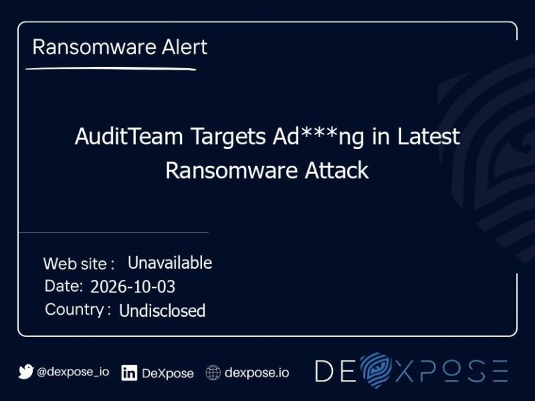 AuditTeam Targets Ad***ng in Latest Ransomware Attack