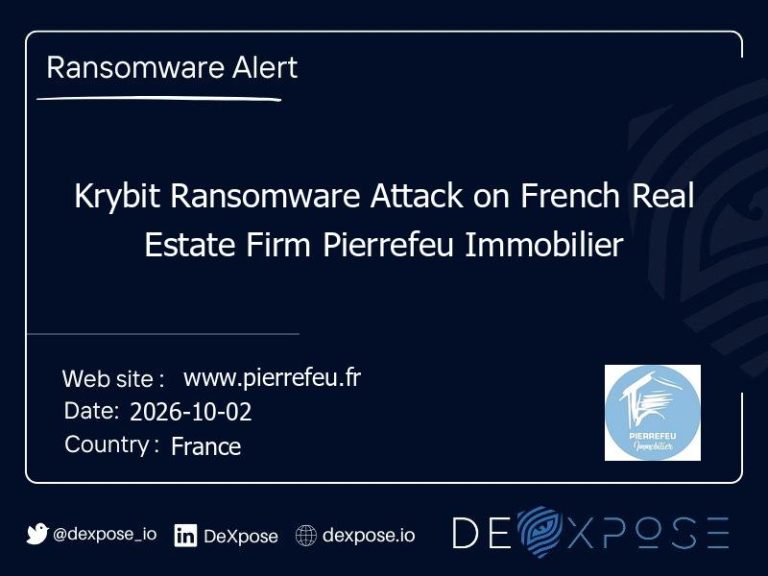 Krybit Ransomware Attack on French Real Estate Firm Pierrefeu Immobilier